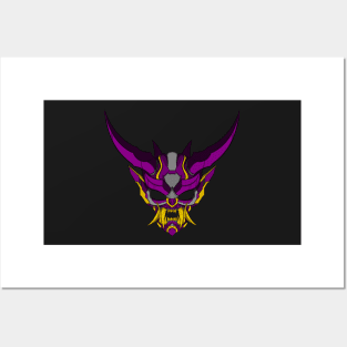 Cyber Japanese Demon-Purple Yellow Posters and Art